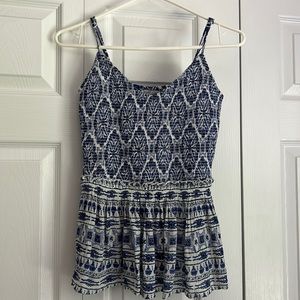 Patrons of Peace blue and white boho flowy tank top